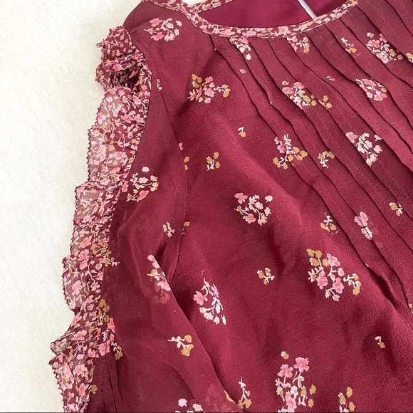 JOIE Arleth Cold Shoulder Floral Silk Dress In Deep Verbena - Picture 6 of 11